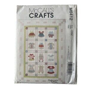 McCall's 6412 Crafts Baby Clothes Applique Quilt Pattern 59x83" Uncut